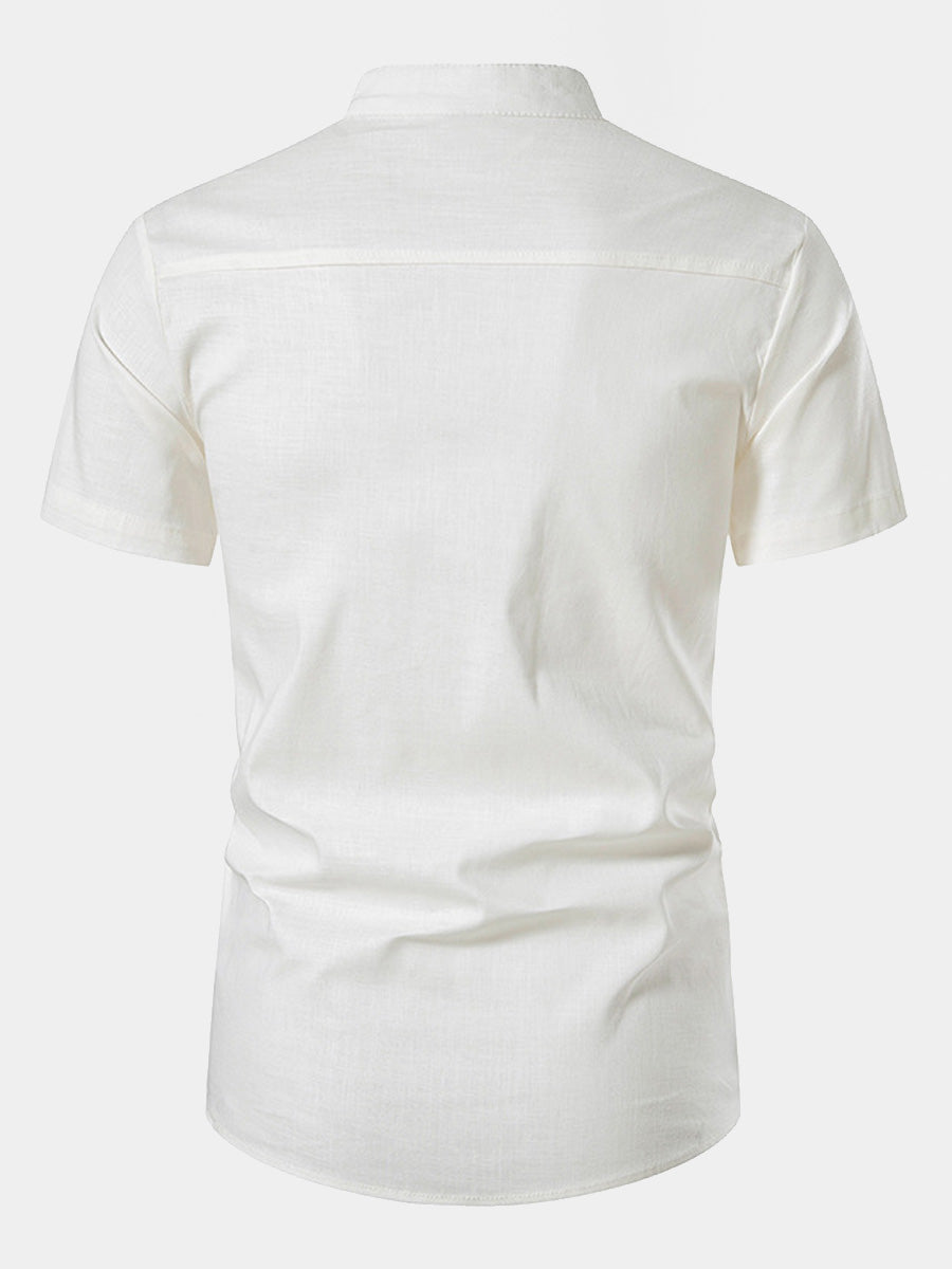 Men's Solid Linen short sleeve shirt