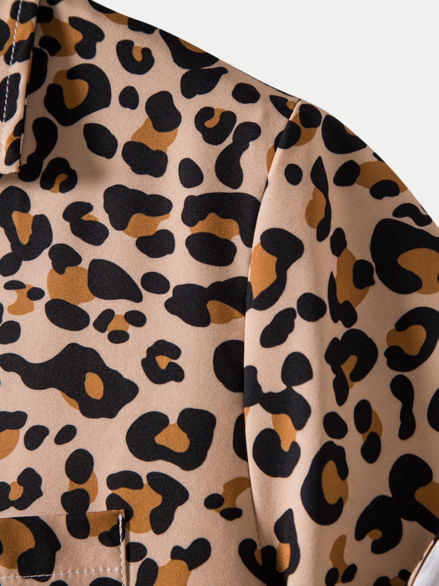 Men's Leopard print short sleeve shirt