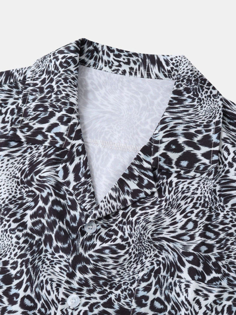 Men's Leopard print short sleeve shirt