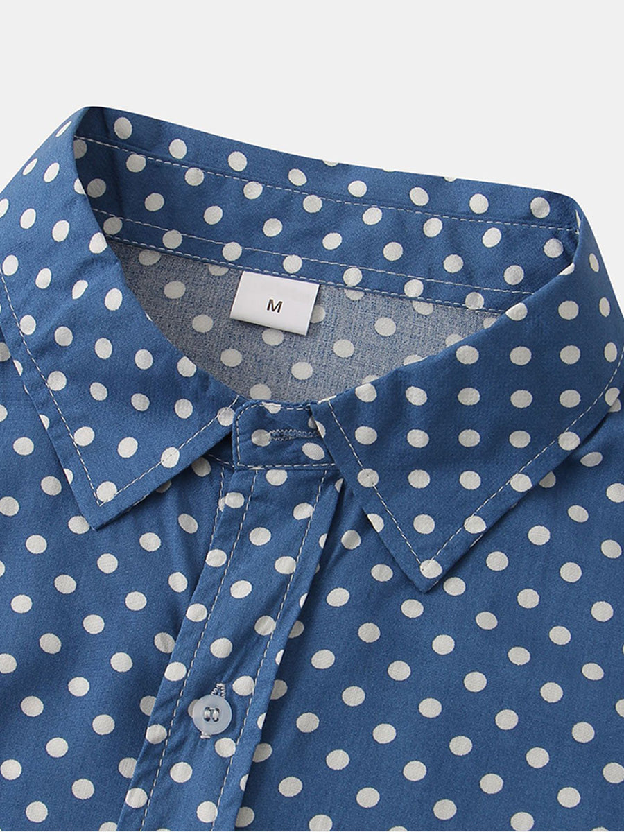 Kurzärmliges Herrenhemd mit Polka Dots 