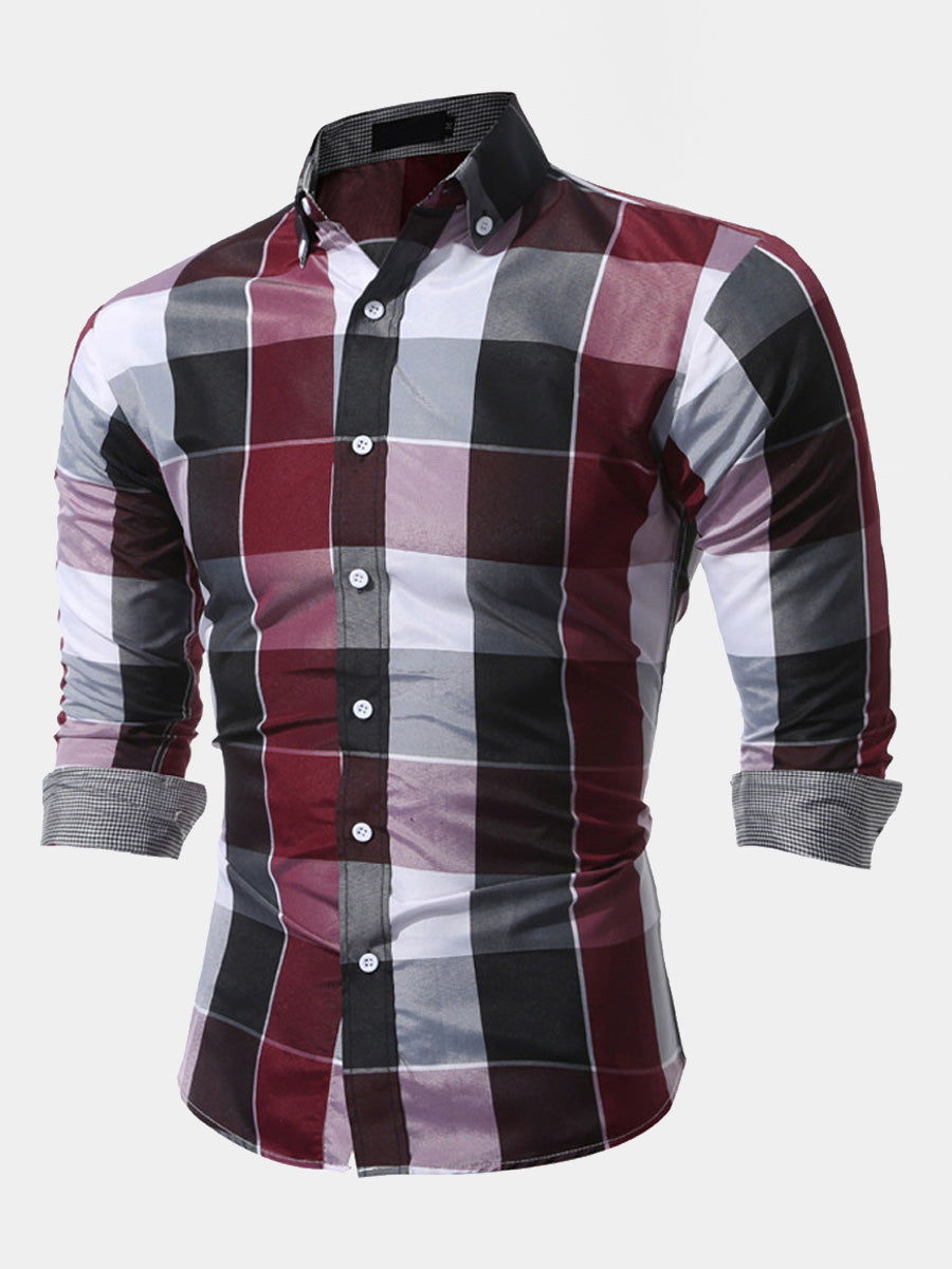 Men's plaid print long sleeve shirt