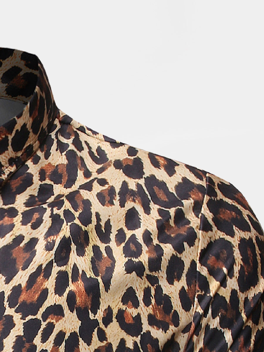 Herren-Langarmhemd mit Leopardenmuster