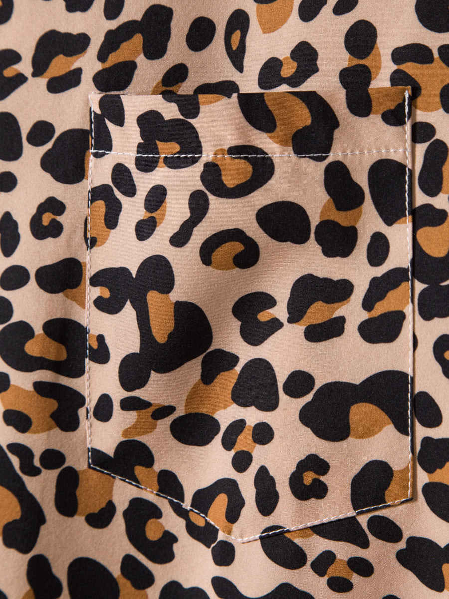 Men's Leopard print short sleeve shirt