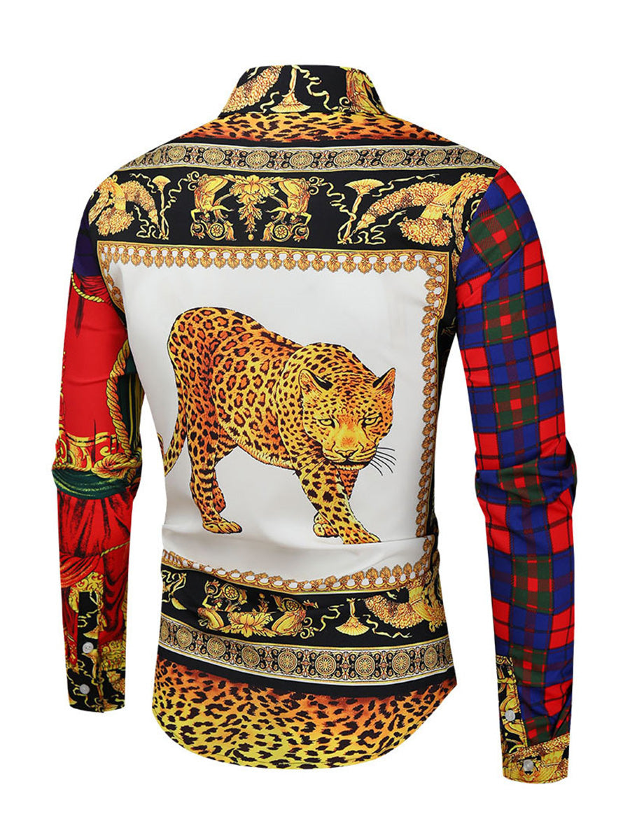 Men's leopard Print Long Sleeve Shirt