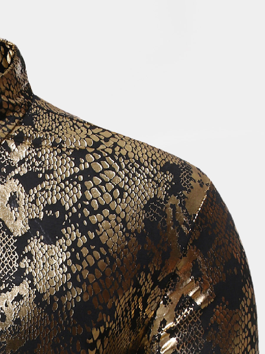 Men's Metal snake pattern long sleeve shirt