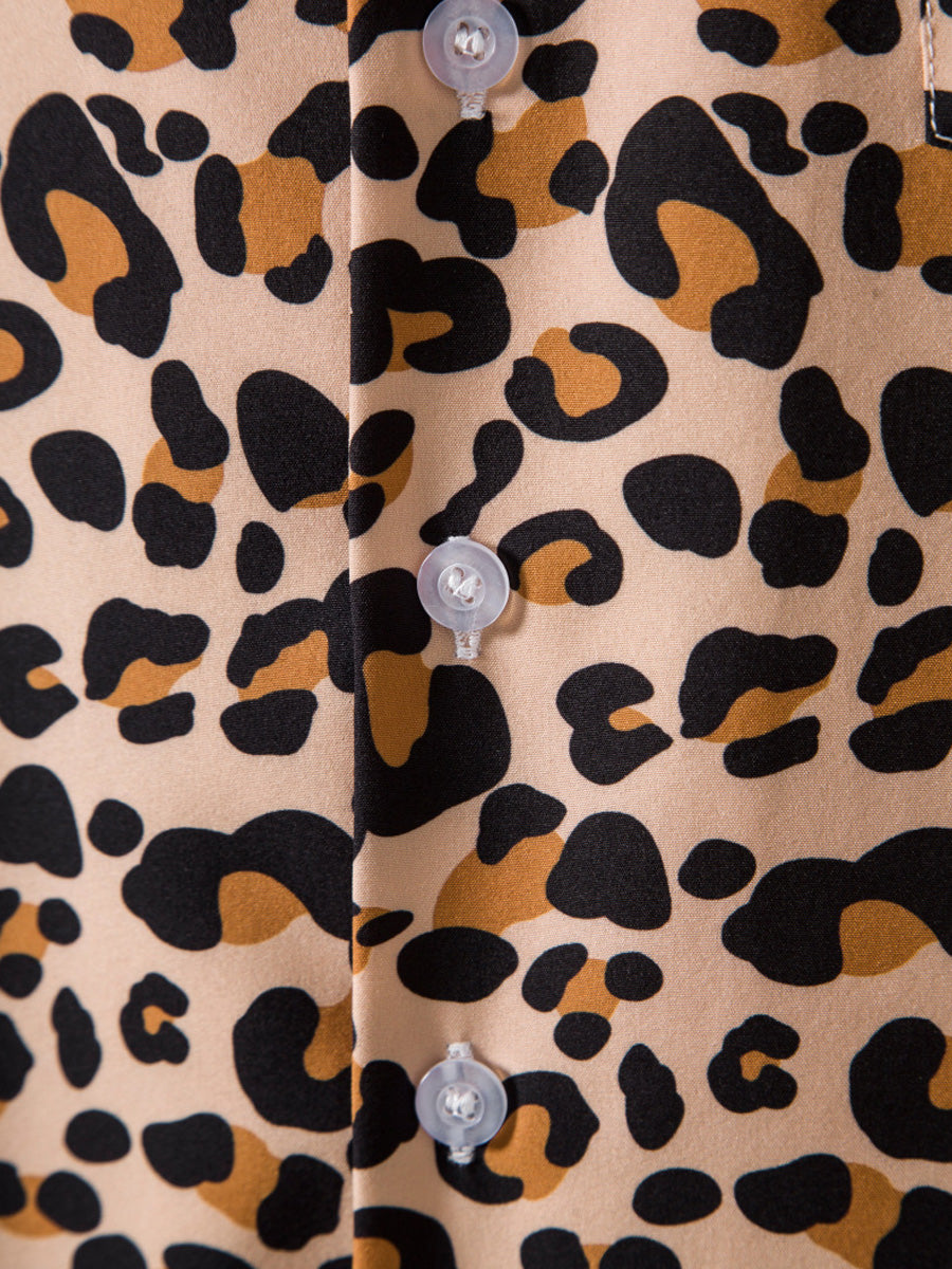 Men's Leopard print short sleeve shirt