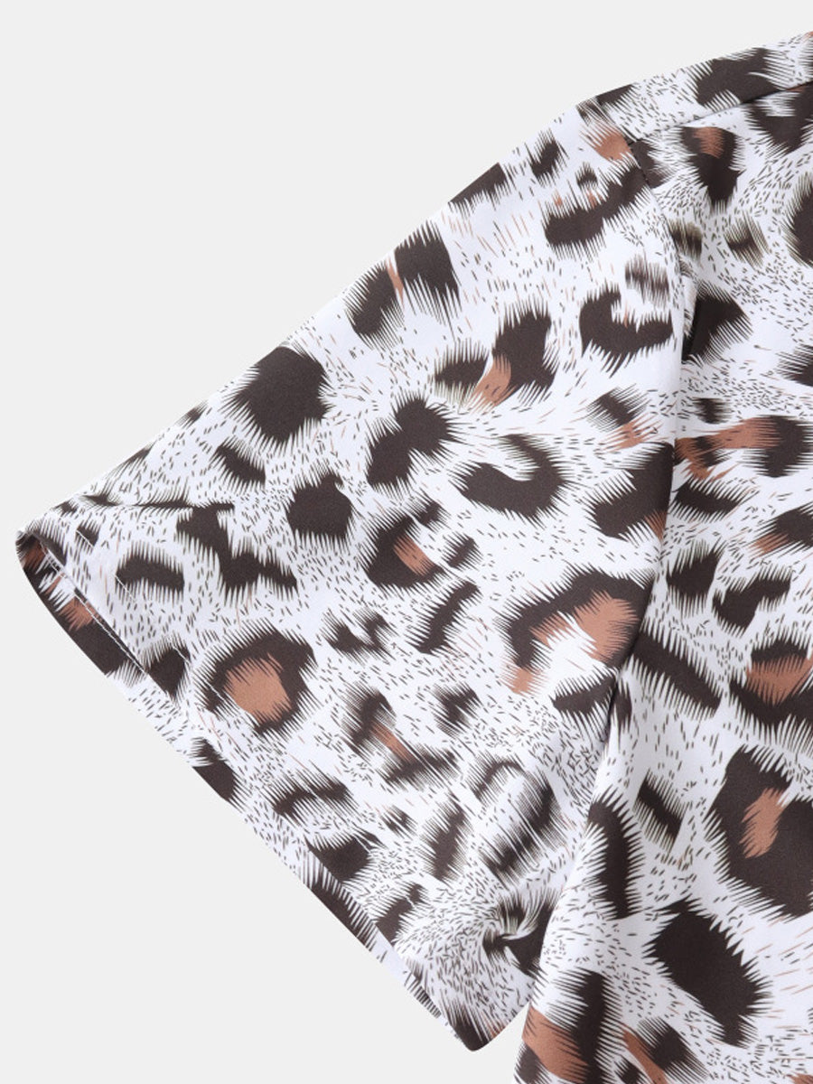 Men's Leopard print short sleeve shirt