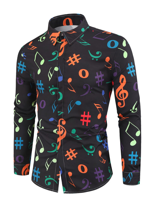 Men's note Print Long Sleeve Shirt