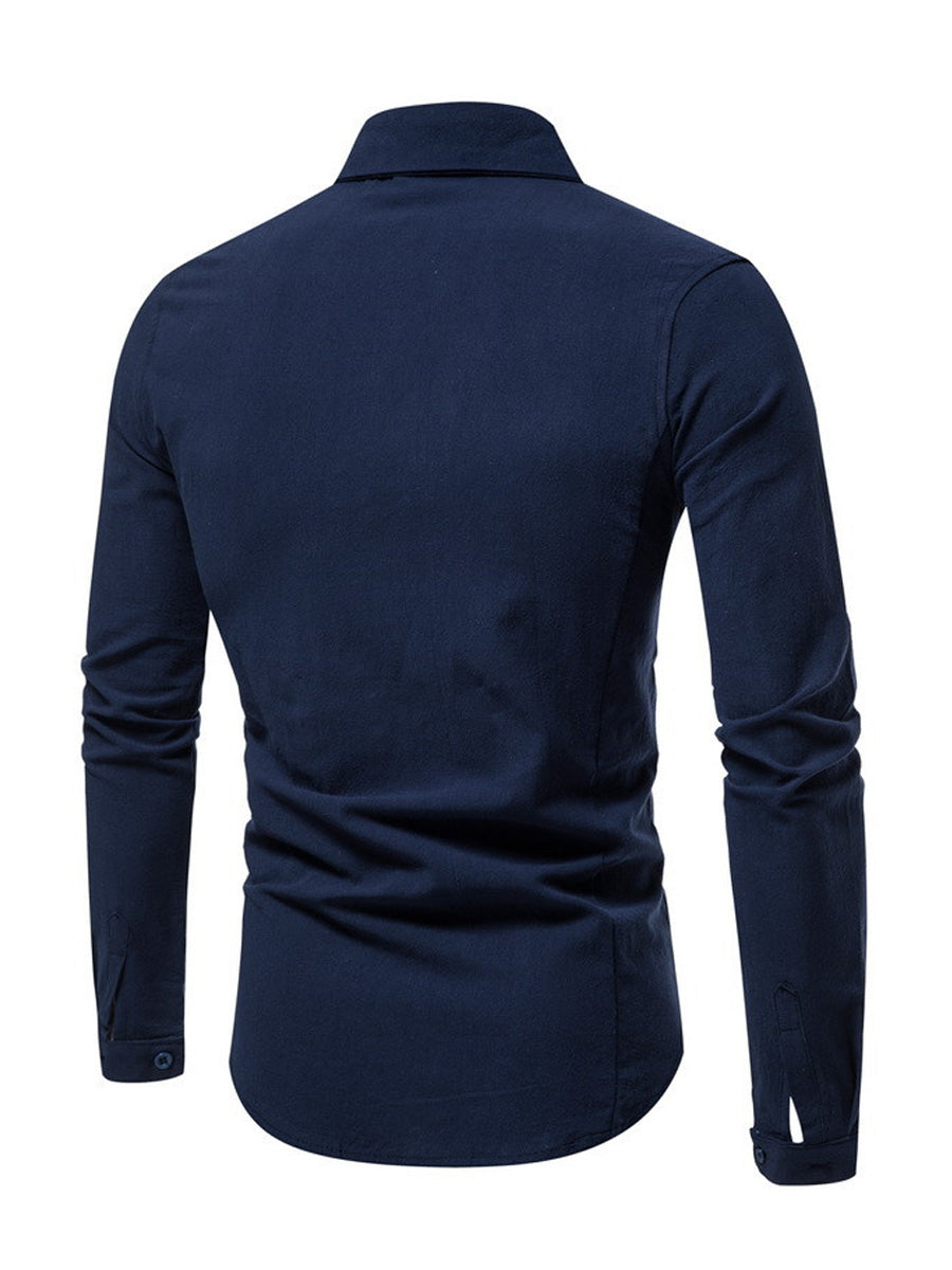 Men's solid casual Long Sleeve Shirt
