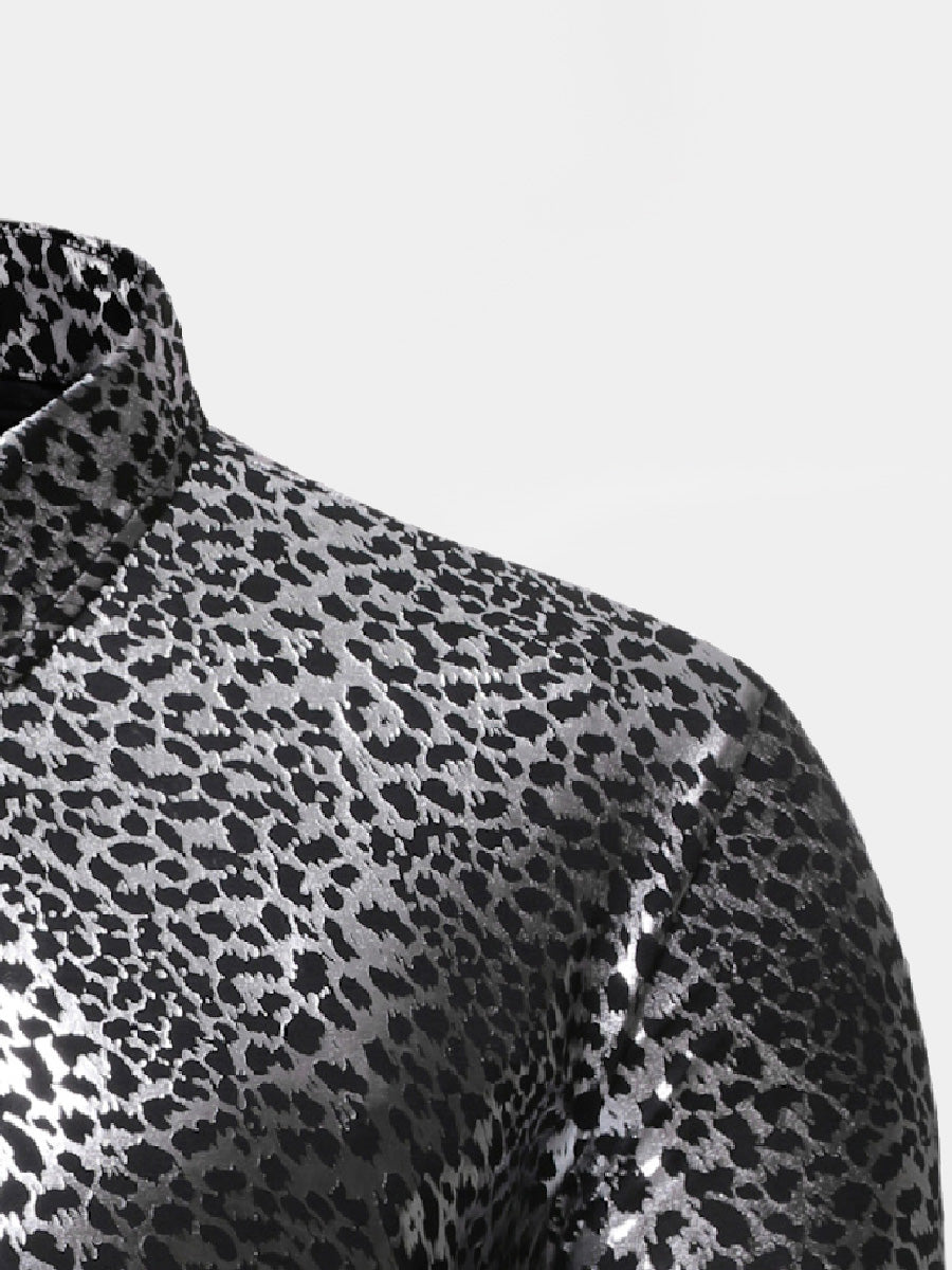 Men's Metal leopard print long sleeve shirt