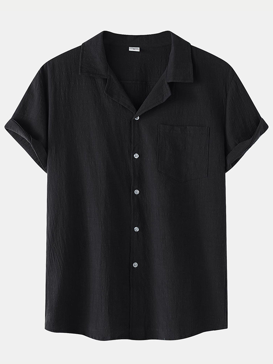 Men's Solid cotton short sleeve shirt