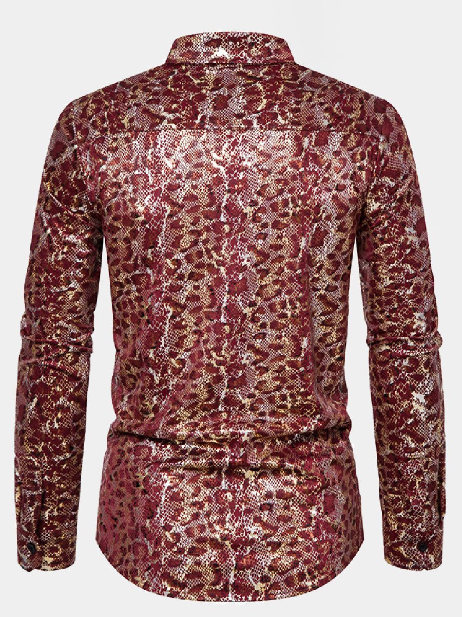 Herren-Langarmhemd mit Leoparden-Pailletten