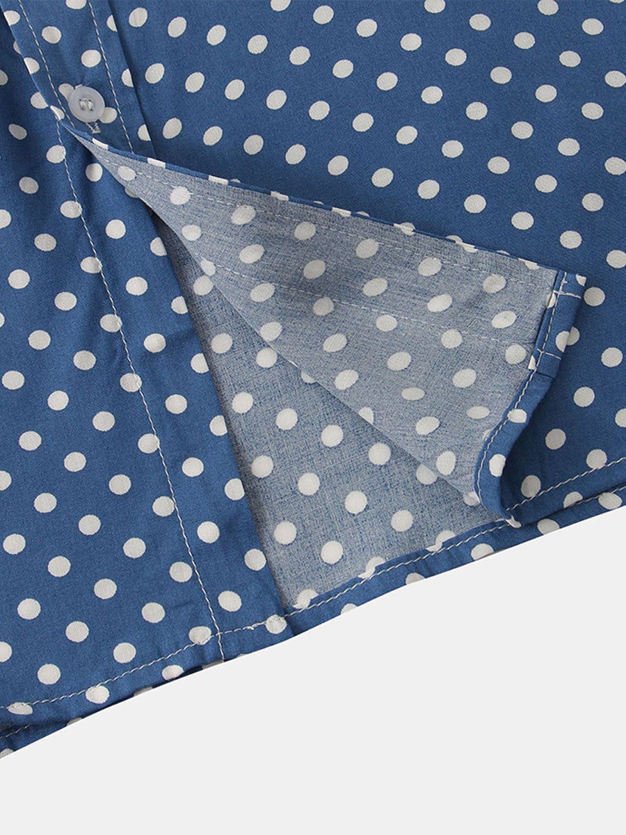 Kurzärmliges Herrenhemd mit Polka Dots 