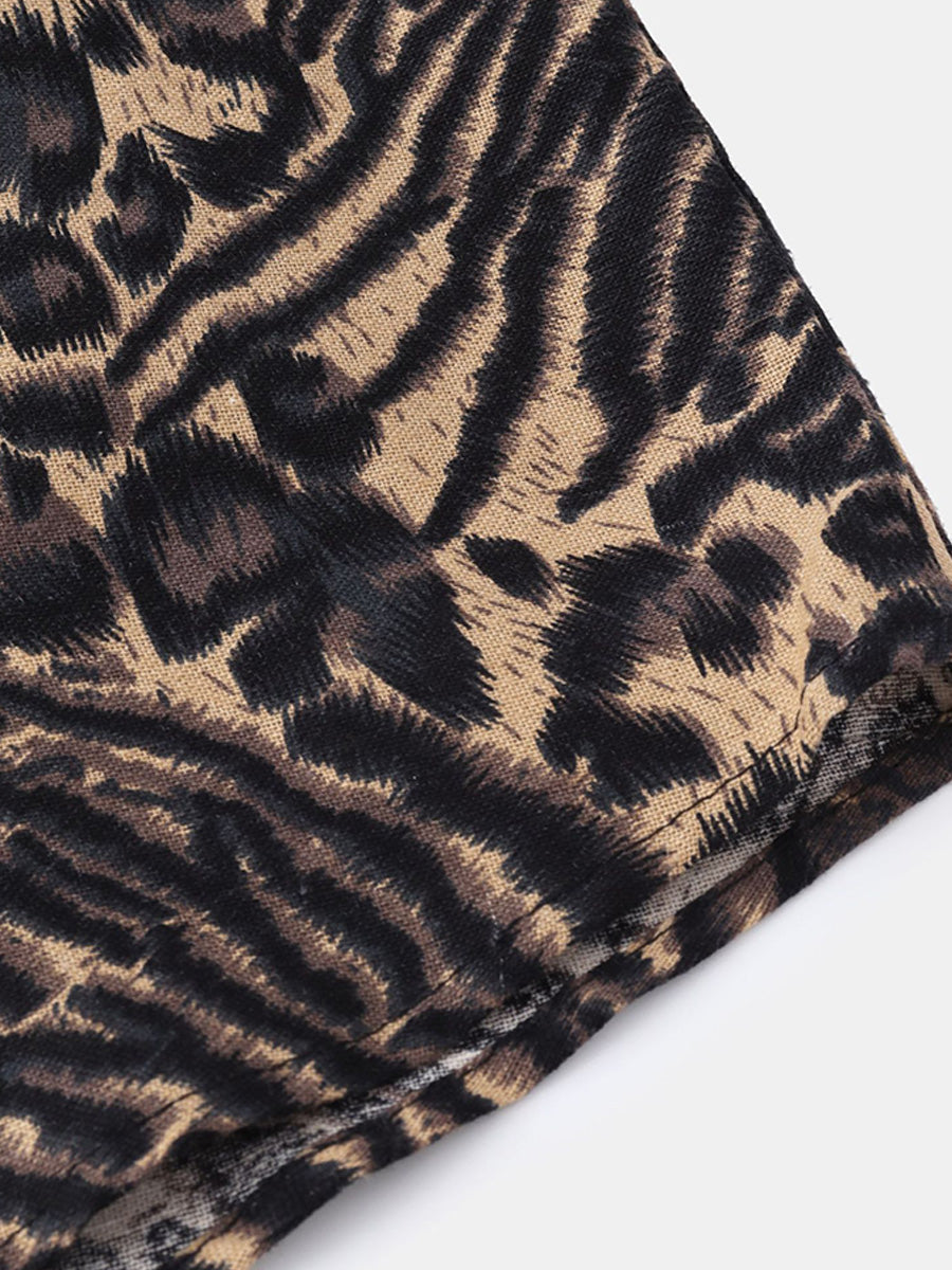 Men's Leopard print short sleeve shirt