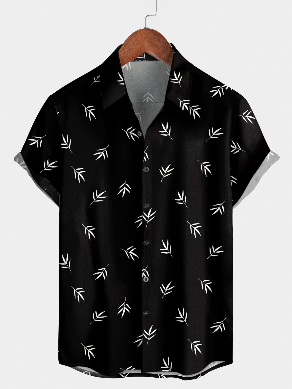 Men's leaf print short sleeve shirt
