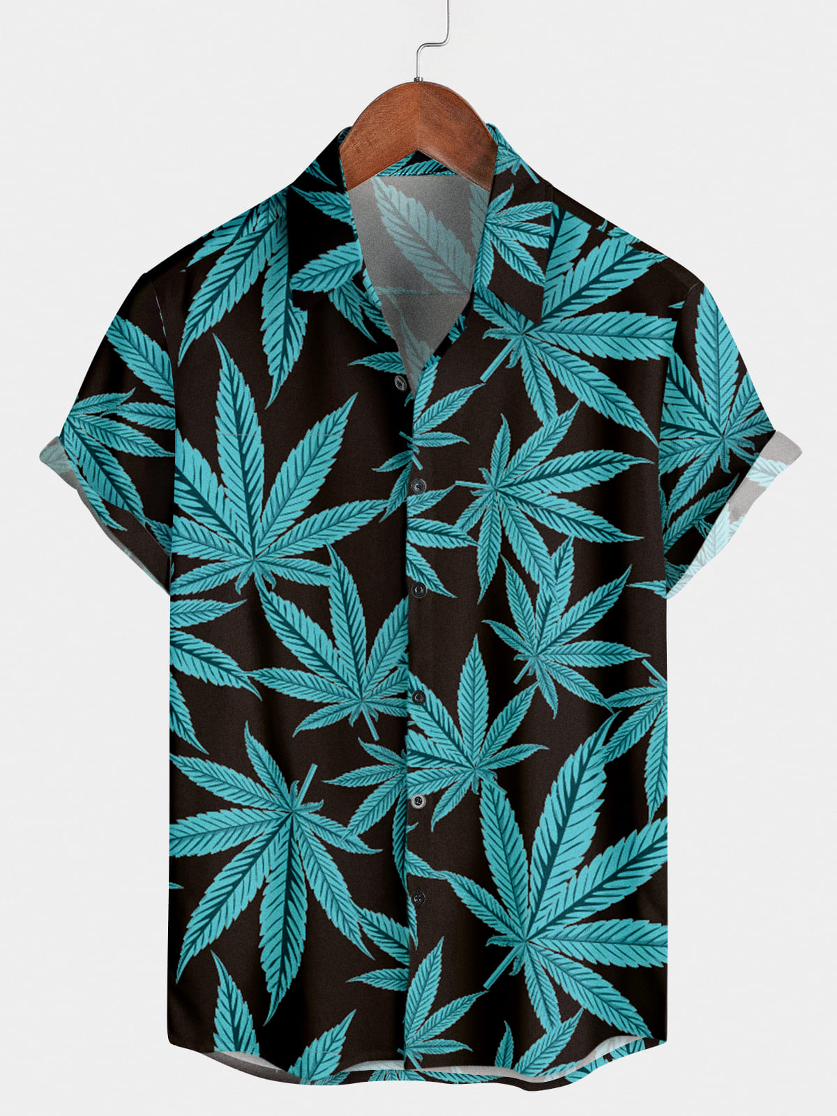 Men's Leaf Print Short Sleeve Shirt