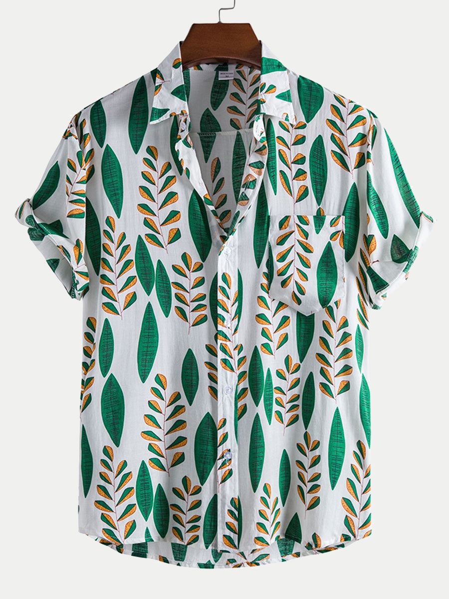 Men's Leaf print short sleeve shirt