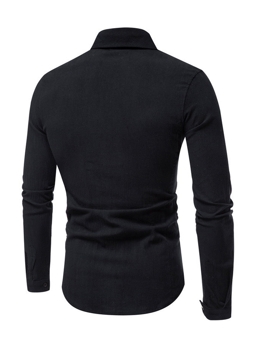 Men's solid casual Long Sleeve Shirt
