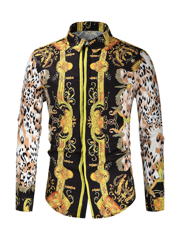 Men's leopard Print Long Sleeve Shirt