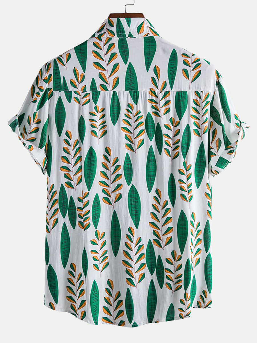 Men's Leaf print short sleeve shirt