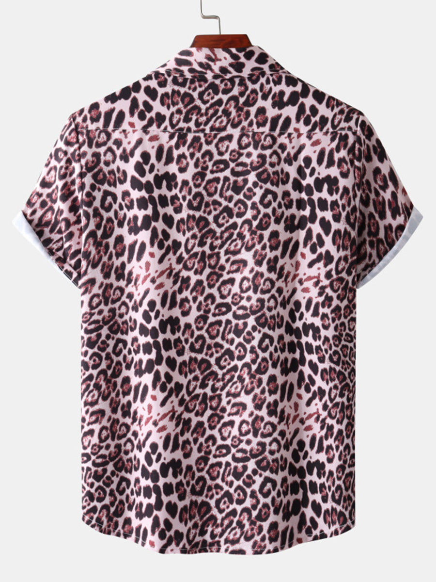 Men's Leopard print short sleeve shirt