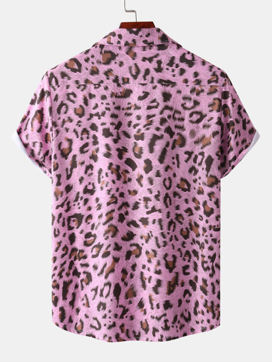 Men's Leopard print short sleeve shirt