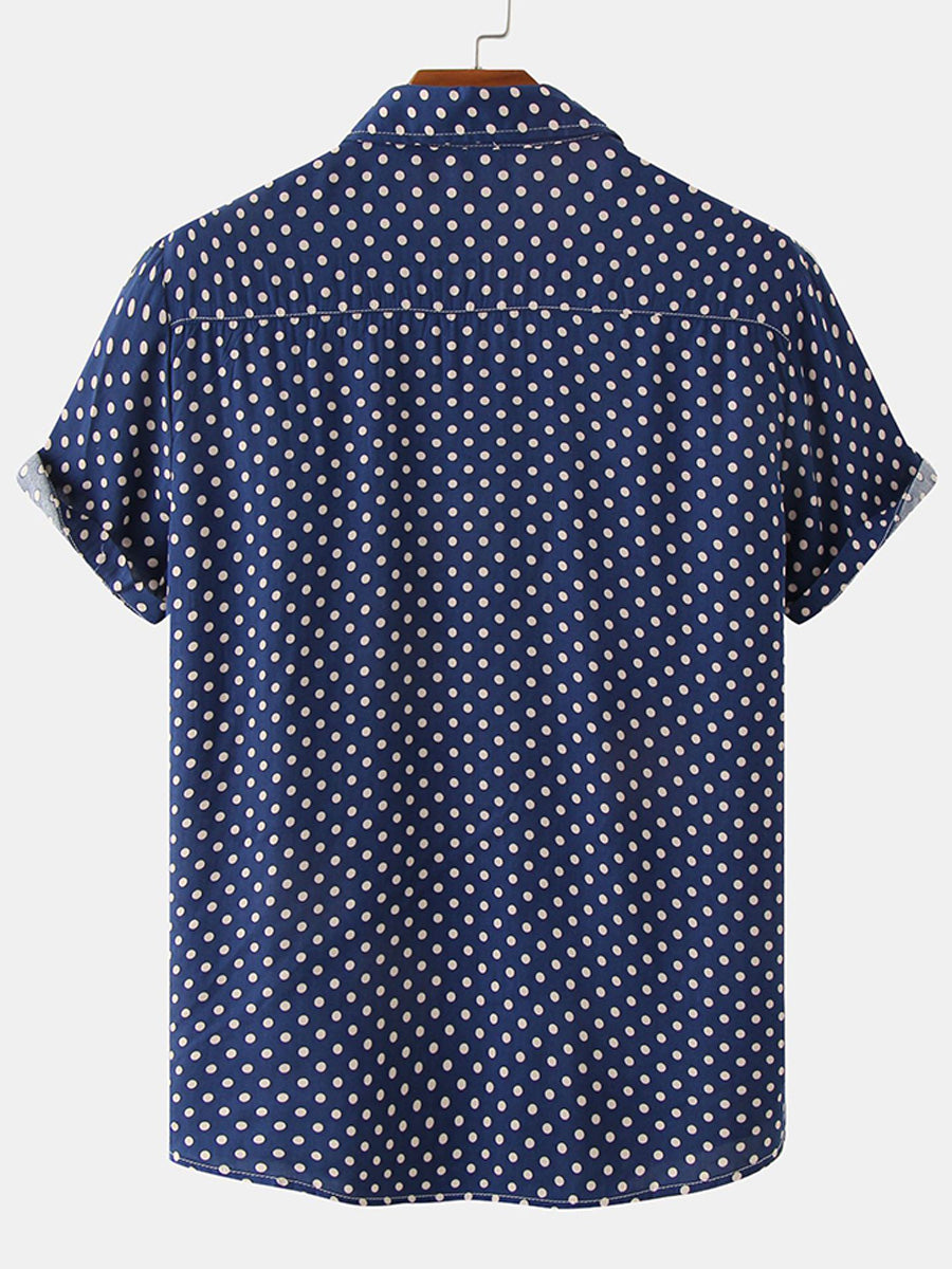 Kurzärmliges Herrenhemd mit Polka Dots 