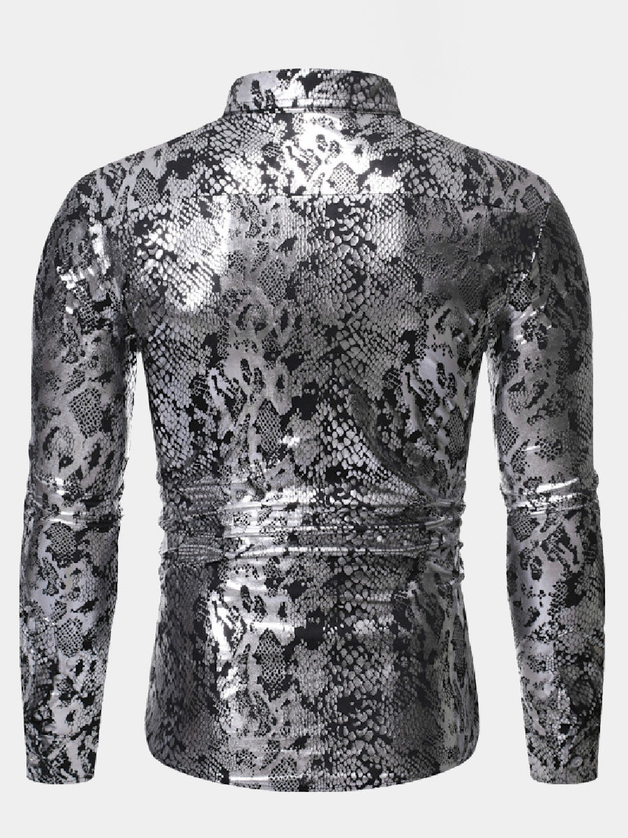 Men's Metal snake pattern long sleeve shirt