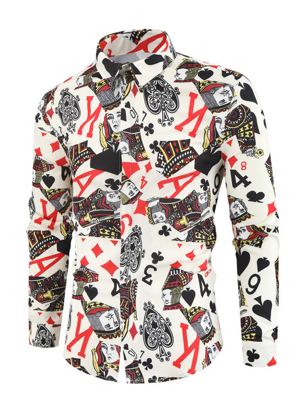 Men's poker Print Long Sleeve Shirt