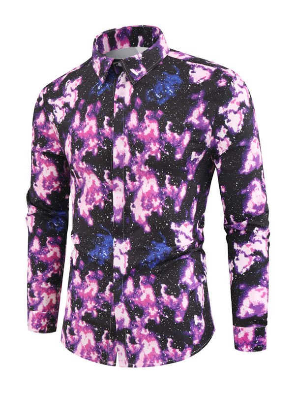 Men's Purple Print Long Sleeve Shirt